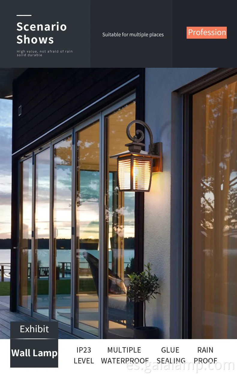 Luz de pared impermeable al aire libre E27 Lámpara de la lámpara Punto de la cabeza exterior al aire libre luces de pared de la pared del jardín de la villa